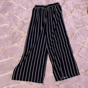 Black and white flowy striped pants